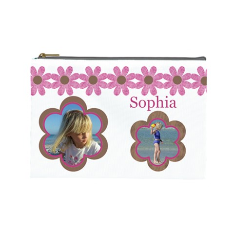 Pink Daisy Cosmetic Bag (large) By Deborah Front