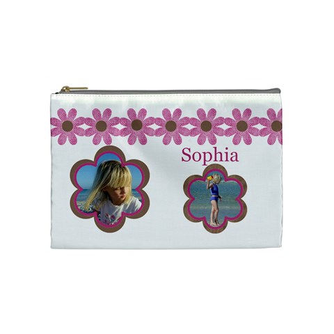 Pink Daisy Cosmetic Bag (medium) By Deborah Front