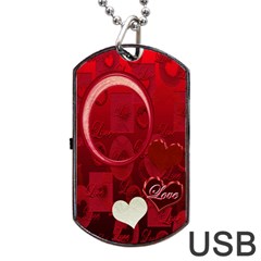 Red Love Dog Tag Usb Flash 2 Sides