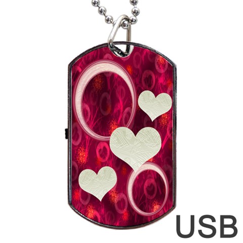Pink Love Dog Tag Usb Flash 2 Sides By Ellan Back