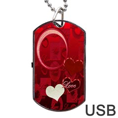 Red Love Dog Tag Usb Flash 1 Side
