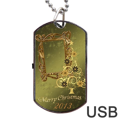 Merry Christmas Swirl 2013 Dog Tag Usb Flash 2 Sides By Ellan Front