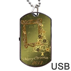 Merry Christmas Swirl 2013 Dog Tag Usb Flash 2 Sides