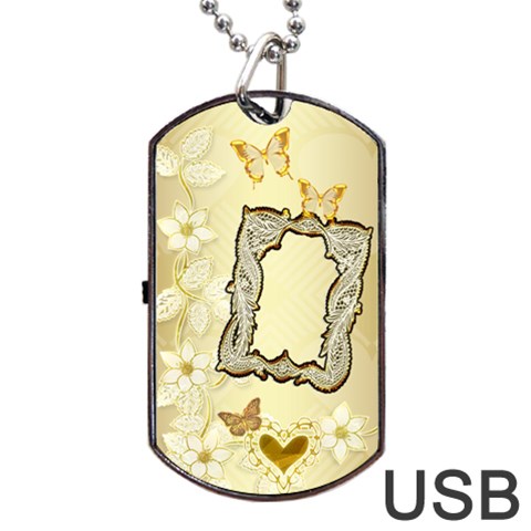 Gold Wedding Lace Dog Tag Usb Flash 2 Sides By Ellan Front