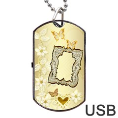 Gold Wedding Lace Dog Tag Usb Flash 2 Sides