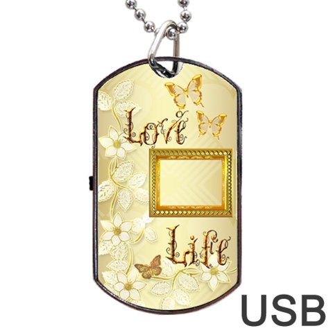 Love Life Gold Dog Tag Usb Flash 2 Sides By Ellan Back