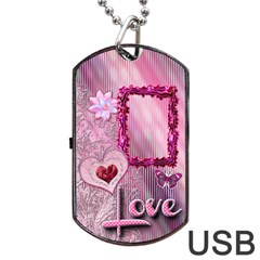 Pink Love Dog Tag usb Flash 2 sides - Dog Tag USB Flash (Two Sides)