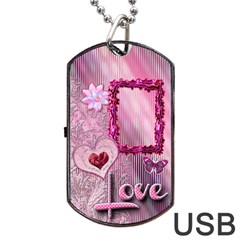 Pink Love Dog Tag Usb Flash 2 Sides