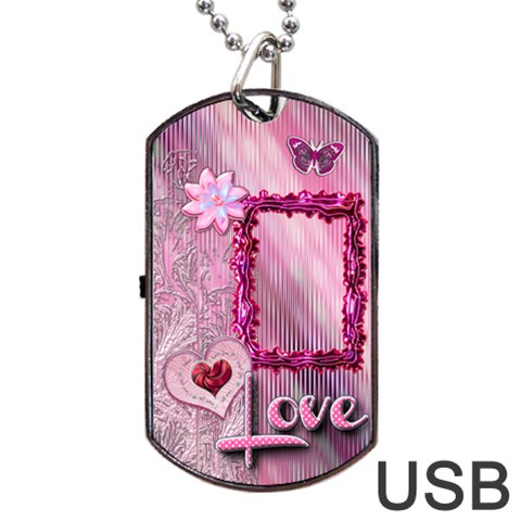 Pink Love Dog Tag Usb Flash 1 Side By Ellan Front