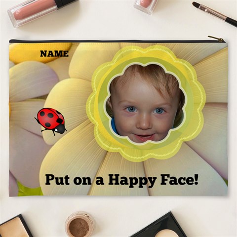 Happy Face Xxxl Cosmetic Bag By Joy Johns Back