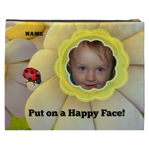 Happy Face Xxxl Cosmetic Bag By Joy Johns Back