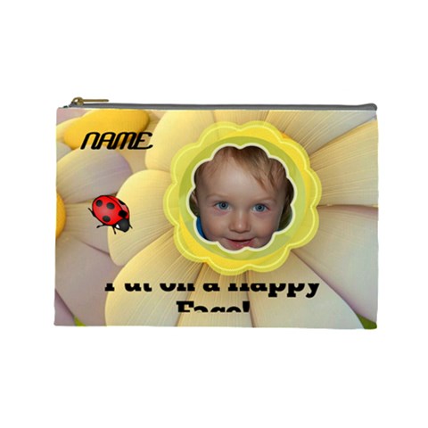 Happy Face Large Cosmetic Bag By Joy Johns Front