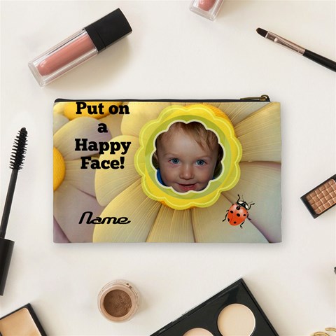 Happy Face Medium Cosmetic Bag By Joy Johns Back