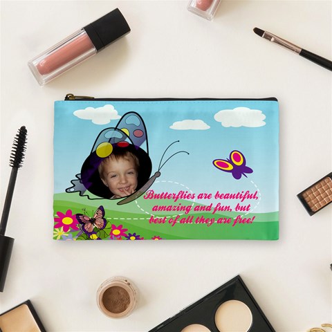 Butterfly Medium Cosmetic Bag By Joy Johns Front