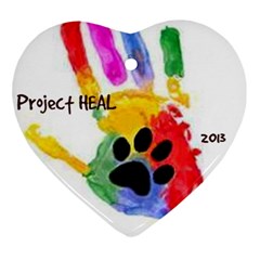 Project HEAL white & date Heart ornament - Ornament (Heart)