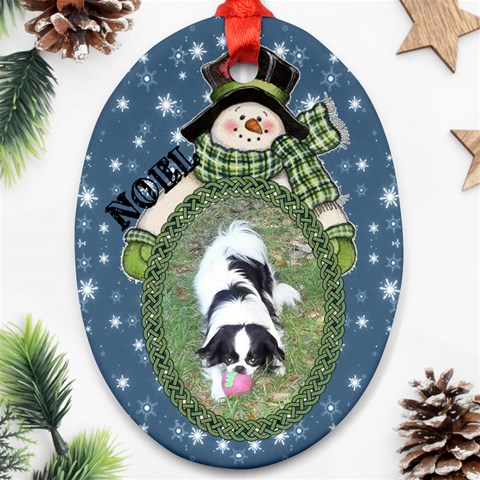 Snowman Oval Ornament, 2 Sides By Joy Johns Front