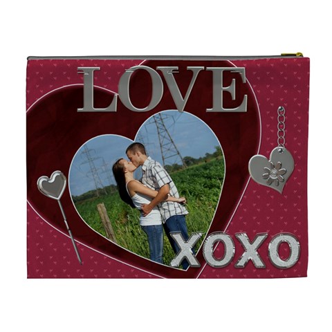 Love And Kisses Xl Cosmetic Bag By Lil Back