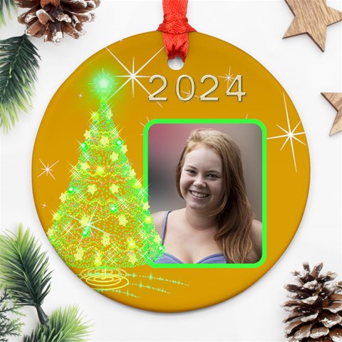 Christmas Tree Round Ornament (2 Sided) By Deborah Back