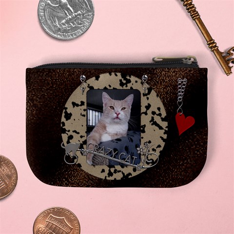 Crazy Cat Mini Coin Purse By Lil Back