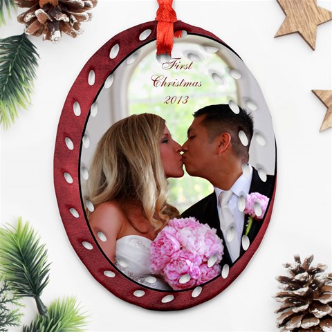 Esther Wedding Oval Ornament Two Sides By Debra Macv Back