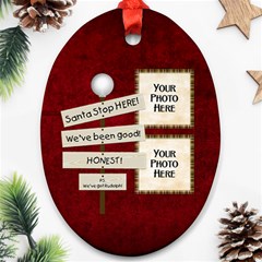 Santa Stop Ornament - Ornament (Oval)