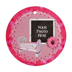 Baby Girls First Christmas Ornament - Round Ornament (Two Sides)