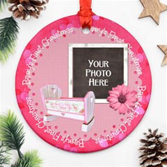 Baby Girls First Christmas Ornament - Round Ornament (Two Sides)