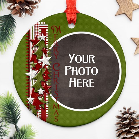 Merry Christmas Ribbon Ornament By Lisa Minor Front