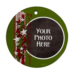 Merry Christmas Ribbon Ornament - Ornament (Round)