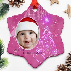 Pink Snowflake Ornament (2 sided) - Snowflake Ornament (Two Sides)