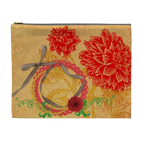 Red Dahlia Cosmetic Bag Xl By Zornitza Front