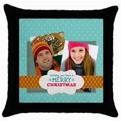 merry christmas - Throw Pillow Case (Black)