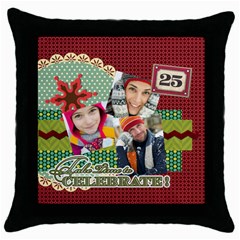 merry christmas - Throw Pillow Case (Black)