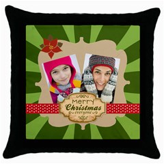 merry christmas - Throw Pillow Case (Black)