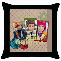 merry christmas - Throw Pillow Case (Black)