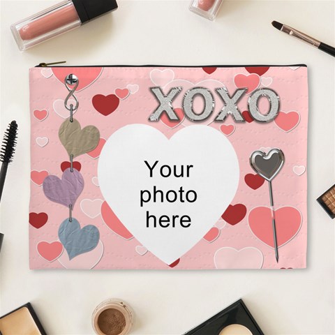 Kiss And Hug Xl Cosmetic Bag By Lil Front
