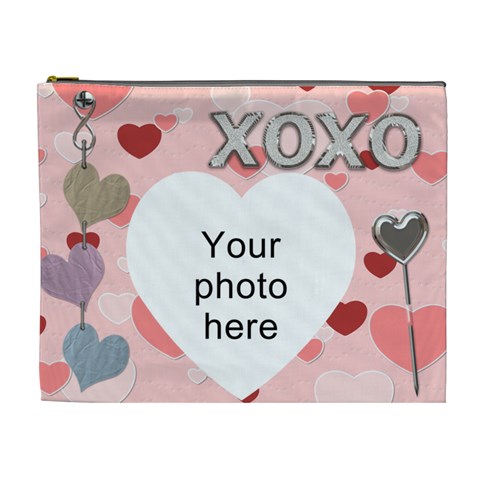 Kiss And Hug Xl Cosmetic Bag By Lil Front