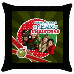 merry christmas - Throw Pillow Case (Black)