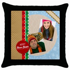 merry christmas - Throw Pillow Case (Black)