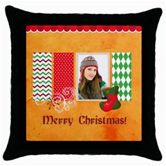 merry christmas - Throw Pillow Case (Black)