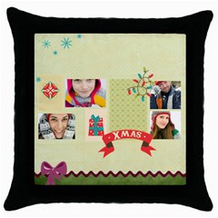 merry christmas - Throw Pillow Case (Black)