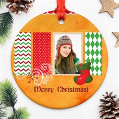 merry christmas - Round Ornament (Two Sides)