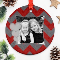 Round Chevron Heart Ornament - Ornament (Round)