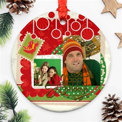 merry christmas - Round Ornament (Two Sides)