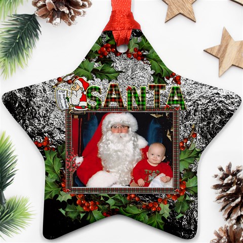 Santa Star Ornament (1 Sided) By Lil Front