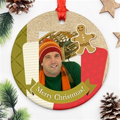 merry christmas - Round Ornament (Two Sides)