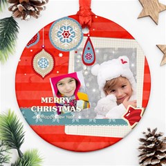 merry christmas - Round Ornament (Two Sides)