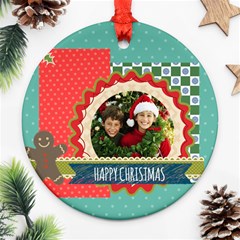 merry christmas - Round Ornament (Two Sides)