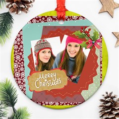 merry christmas - Round Ornament (Two Sides)