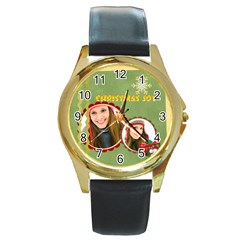 merry christmas - Round Gold Metal Watch